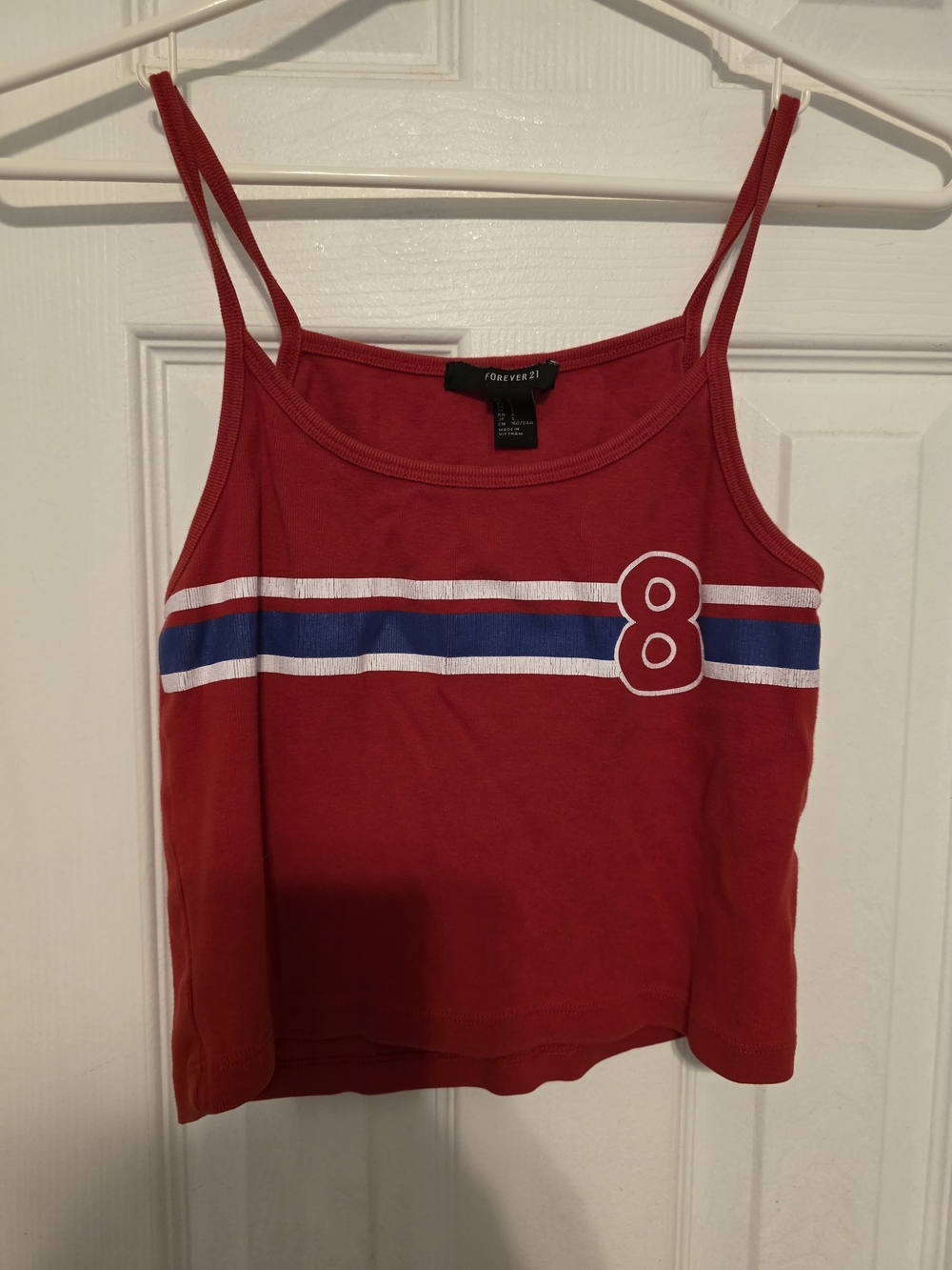 Forever 21 Red Strappy Tank with Number 8